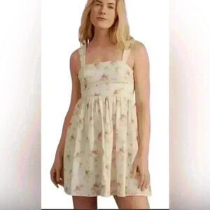 NWT Altar'd State SZ L Cream Square Neck Knee-Length Sundress
